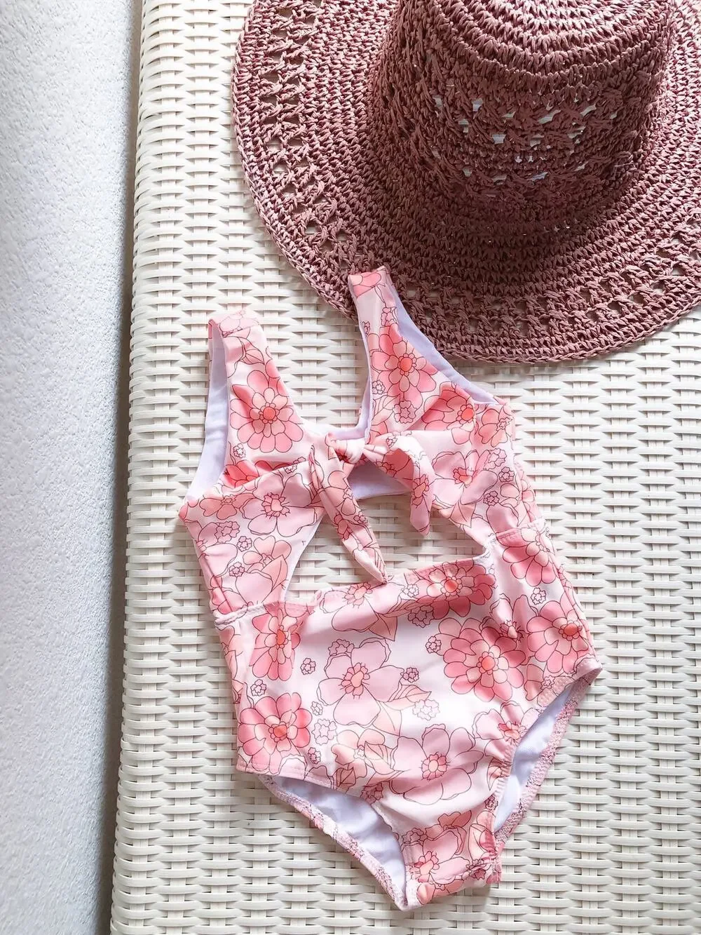 Chasing Sun Beams Boho Floral Tie Front Swimsuit 3/4
